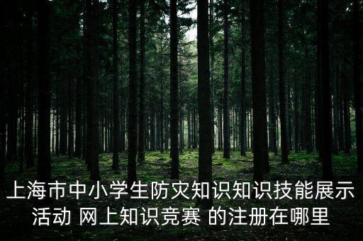 上海市中小學生防災知識知識技能展示活動 網上知識競賽 的注冊在哪里