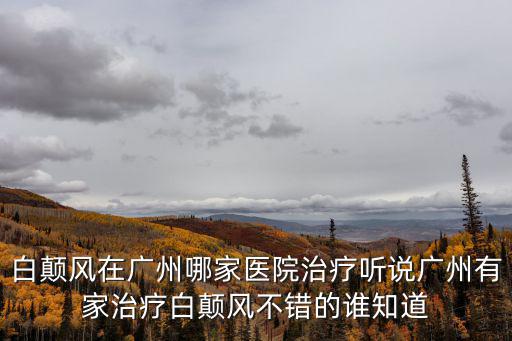 白顛風在廣州哪家醫院治療聽說廣州有家治療白顛風不錯的誰知道