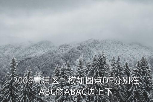 2009青浦區一模如圖點DE分別在ABC的ABAC邊上下