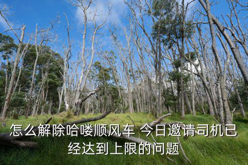 怎么解除哈嘍順風(fēng)車 今日邀請(qǐng)司機(jī)已經(jīng)達(dá)到上限的問題