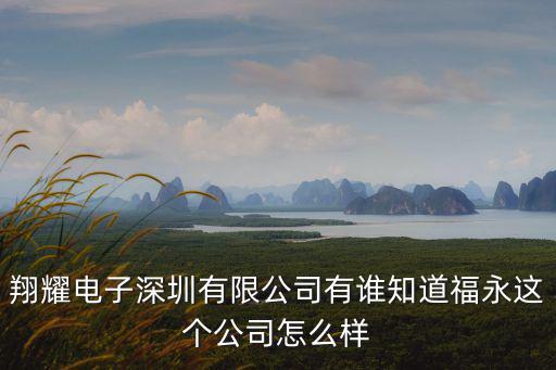 翔耀電子深圳有限公司有誰知道福永這個公司怎么樣