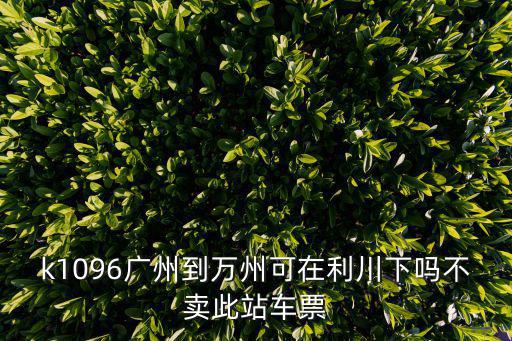 k1096廣州到萬州可在利川下嗎不賣此站車票