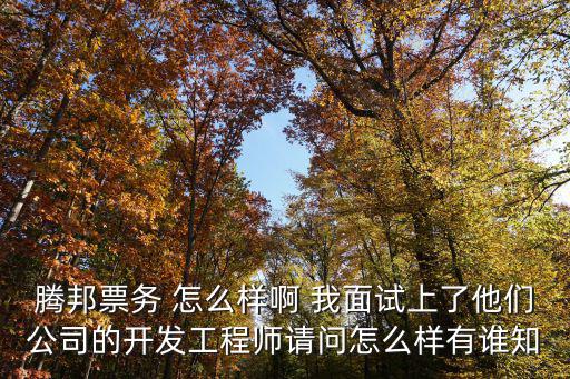 騰邦票務 怎么樣啊 我面試上了他們公司的開發(fā)工程師請問怎么樣有誰知