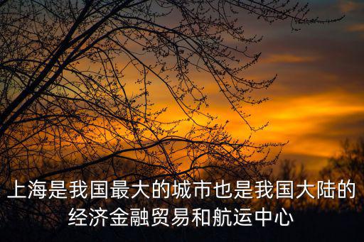 上海是我國最大的城市也是我國大陸的經濟金融貿易和航運中心
