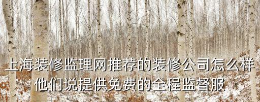 上海裝修監理網推薦的裝修公司怎么樣他們說提供免費的全程監督服