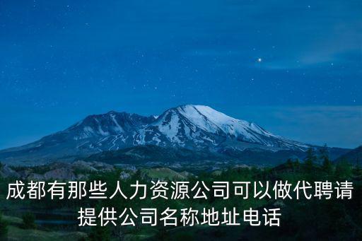 成都有那些人力資源公司可以做代聘請?zhí)峁┕久Q地址電話