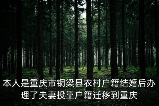 本人是重慶市銅梁縣農村戶籍結婚后辦理了夫妻投靠戶籍遷移到重慶