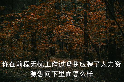 你在前程無憂工作過嗎我應聘了人力資源想問下里面怎么樣