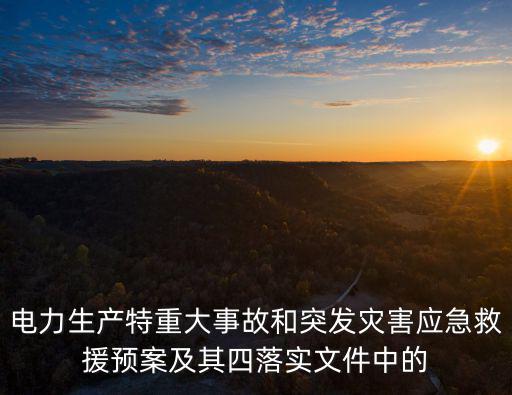 天津市災害應急預案，電力生產特重大事故和突發災害應急救援預案及其四落實文件中的