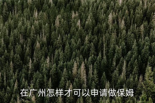 在廣州怎樣才可以申請做保姆