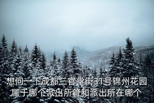 想問一下成都三官堂街31號錦州花園屬于哪個派出所管和派出所在哪個