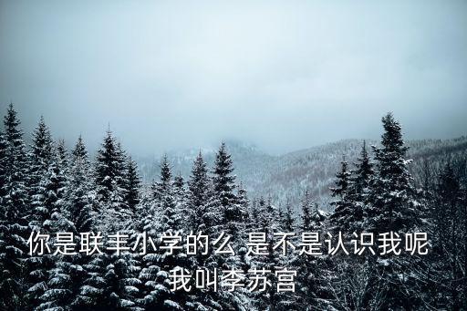 你是聯(lián)豐小學(xué)的么 是不是認(rèn)識我呢 我叫李蘇宮