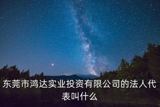 東莞市鴻達實業投資有限公司的法人代表叫什么