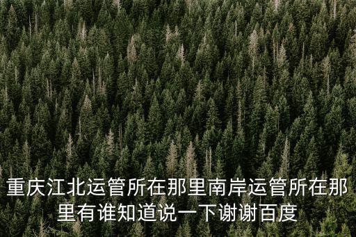 重慶江北運管所在那里南岸運管所在那里有誰知道說一下謝謝百度