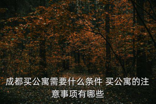 成都買公寓需要什么條件 買公寓的注意事項(xiàng)有哪些