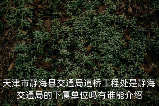 天津市靜?？h交通局道橋工程處是靜海交通局的下屬單位嗎有誰能介紹