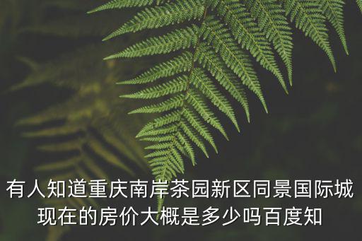 有人知道重慶南岸茶園新區同景國際城現在的房價大概是多少嗎百度知