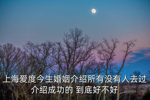 上海愛度今生婚姻介紹所有沒有人去過介紹成功的 到底好不好