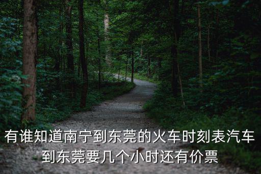 有誰知道南寧到東莞的火車時刻表汽車到東莞要幾個小時還有價票