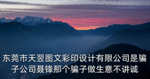 東莞市天介設計有限公司，東莞市天翌圖文彩印設計有限公司是騙子公司聶鋒那個騙子做生意不講誠