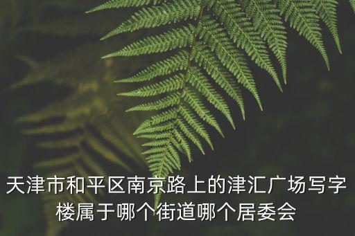 天津市和平區樂福里哪個居委會，天津市和平區南京路上的津匯廣場寫字樓屬于哪個街道哪個居委會