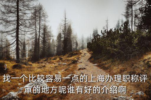 找一個比較容易一點的上海辦理職稱評審的地方呢誰有好的介紹啊