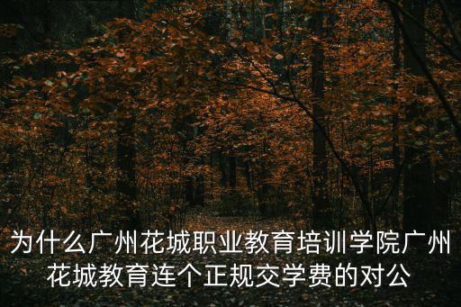 為什么廣州花城職業教育培訓學院廣州花城教育連個正規交學費的對公