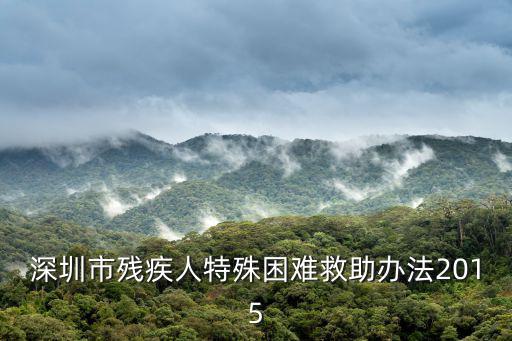 深圳市殘疾人特殊困難救助辦法2015