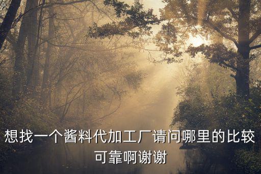 想找一個醬料代加工廠請問哪里的比較可靠啊謝謝