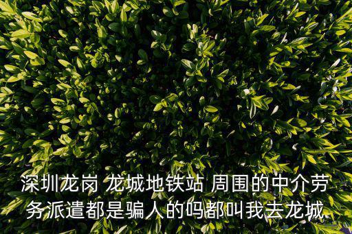 深圳龍崗 龍城地鐵站 周圍的中介勞務派遣都是騙人的嗎都叫我去龍城