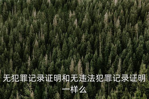 無犯罪記錄證明和無違法犯罪記錄證明一樣么