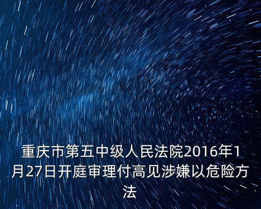 重慶市第五中級人民法院2016年1月27日開庭審理付高見涉嫌以危險方法