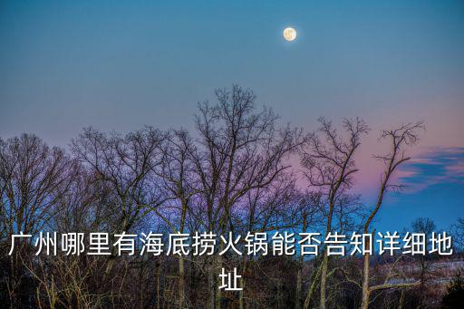 廣州哪里有海底撈火鍋能否告知詳細(xì)地址