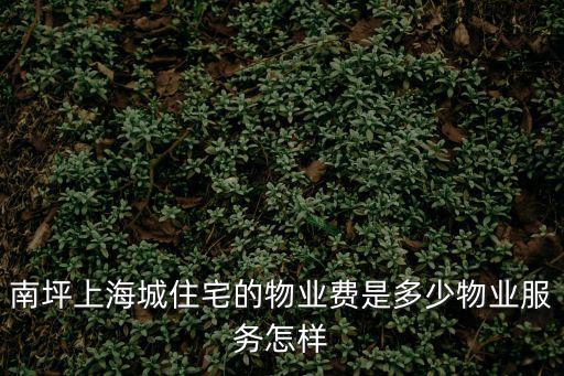 南坪上海城住宅的物業費是多少物業服務怎樣