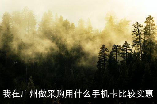 我在廣州做采購用什么手機卡比較實惠