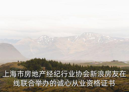 上海市房地產經紀行業協會新浪房友在線聯合舉辦的誠心從業資格證書