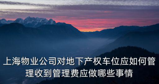 上海物業公司對地下產權車位應如何管理收到管理費應做哪些事情