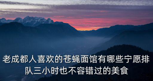 老成都人喜歡的蒼蠅面館有哪些寧愿排隊三小時也不容錯過的美食