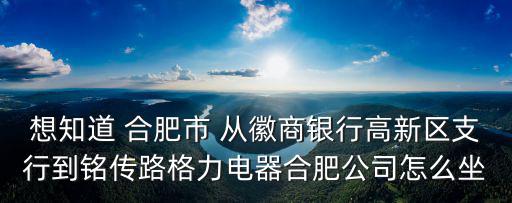 想知道 合肥市 從徽商銀行高新區支行到銘傳路格力電器合肥公司怎么坐