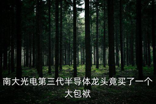南大光電第三代半導體龍頭竟買了一個大包袱