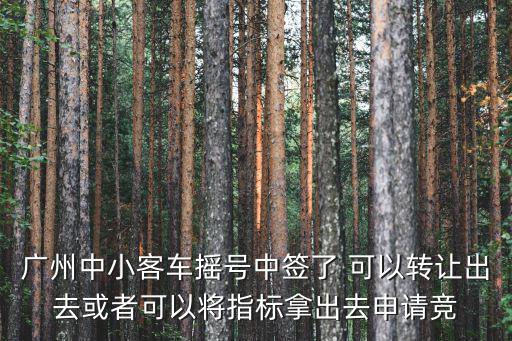 廣州中小客車搖號中簽了 可以轉讓出去或者可以將指標拿出去申請競