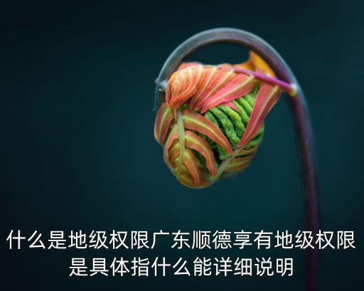 什么是地級權限廣東順德享有地級權限是具體指什么能詳細說明