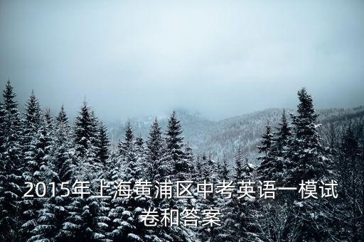 2015年上海黃浦區(qū)中考英語一模試卷和答案