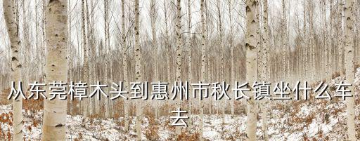 從東莞樟木頭到惠州市秋長鎮坐什么車去