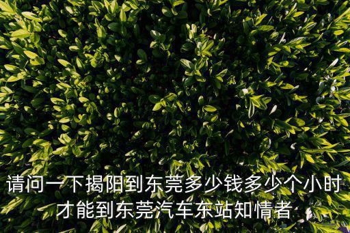 請問一下揭陽到東莞多少錢多少個小時才能到東莞汽車東站知情者