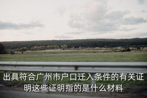 出具符合廣州市戶口遷入條件的有關(guān)證明這些證明指的是什么材料