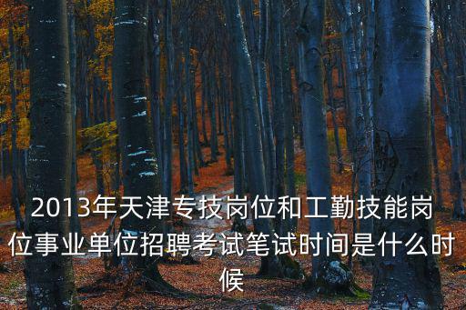 2013年天津專技崗位和工勤技能崗位事業單位招聘考試筆試時間是什么時候