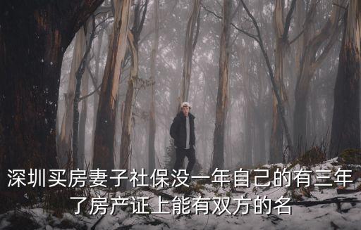 深圳買房妻子社保沒一年自己的有三年了房產(chǎn)證上能有雙方的名