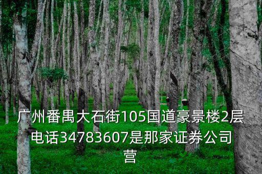 廣州番禺大石街105國道豪景樓2層電話34783607是那家證券公司營