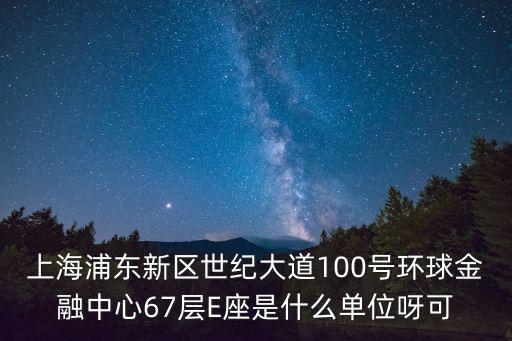 上海浦東新區(qū)世紀(jì)大道100號(hào)環(huán)球金融中心67層E座是什么單位呀可